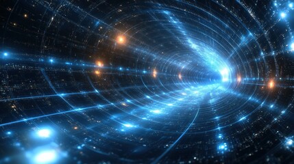 Abstract Digital Tunnel of Light and Data