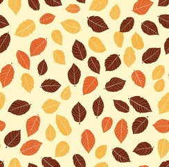 Autumn leaves seamless pattern in earthy tones