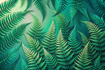 Emerald to mint with curved fern-inspired strokes and gradients