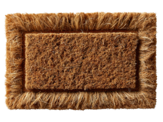 Rectangular Coconut Fiber Doormat with Natural Texture and Cut Edges