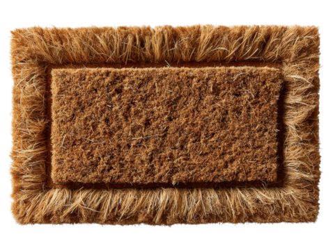 Rectangular Coconut Fiber Doormat with Natural Texture and Cut Edges