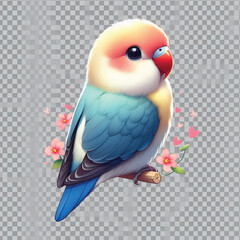 Lovebird Isolated on Transparent Background – Colorful Tropical Parrot Clipart