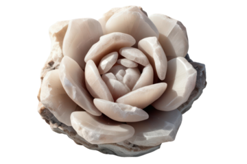 Desert Rose Mineral Formation with Layered Crystal Petals isolated on a transparent background