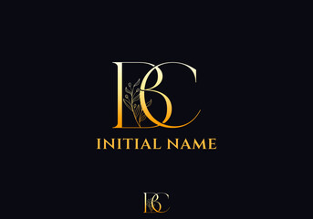Letter BC Beauty Logo with Flourish Ornament Luxury