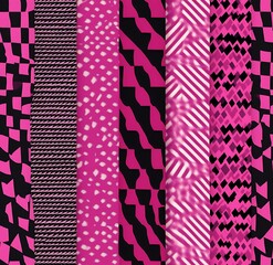 A seamless pattern of pink and black houndstooth