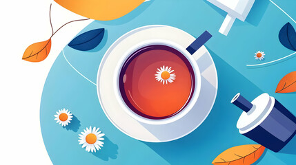Autumnal Tea Cup Flat Design