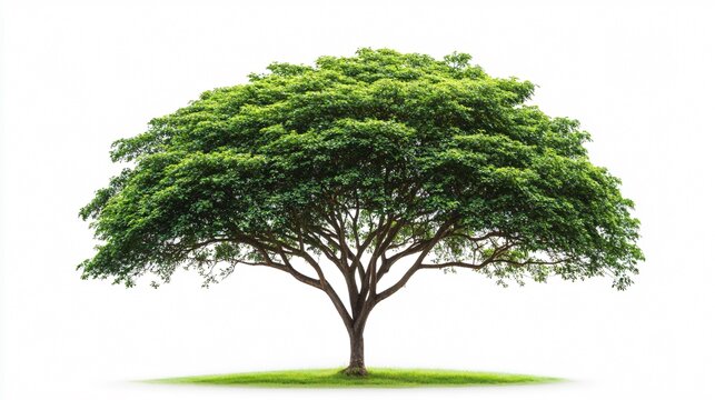 Rain Tree Isolated on White Background - Natural Rainforest Plant with Green Leaves for Botanical Designs and Concepts