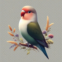 Lovebird Isolated on Transparent Background – Colorful Tropical Parrot Clipart