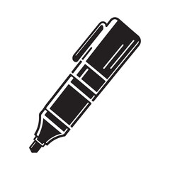 Dry Erase Markers Silhouette Vector Illustration, Solid White Background.