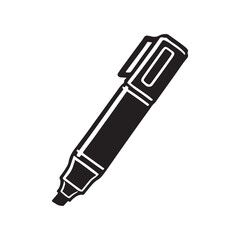 Dry Erase Markers Silhouette Vector Illustration, Solid White Background.