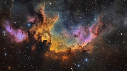 Cosmic Nebula with Vibrant Orange Purple Hues