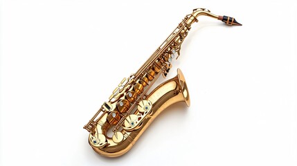 Professional Saxophone Isolated on White Background for Music Enthusiasts