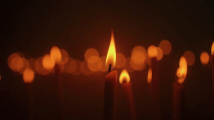 Multiple Lit Candles in Dark Environment