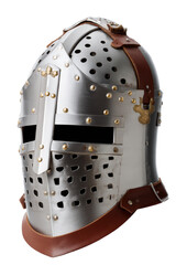 Detailed Knight Helmet with Visor and Metallic Armor Design