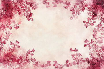 Elegant Mughal Floral Pattern Background, Pink & Cream Vintage Border Design with Copy Space