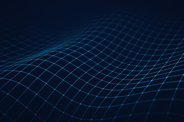 A digital wave network illustrates interconnected data and innovation representing growth strategy and decision-making in business environments