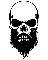 Fototapeta premium Skull with Beard and Intense Expression Created in Vector Style for Graphic Design