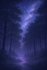 the night sky and the forest.Generative AI
