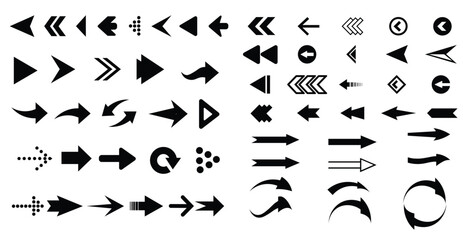 Set of arrow icons. Vector illustration of black arrow icons