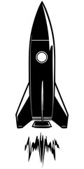 Rocket launch illustration featuring sleek design and bold lines in vector art style