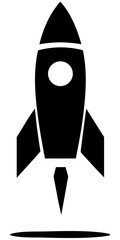 Fototapeta premium Black vector illustration of a rocket shape launching upwards into the sky
