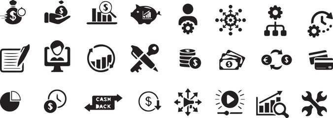 Business and Strategy Concept Illustrations – Planning, Marketing, Management & Finance Icons and editable set