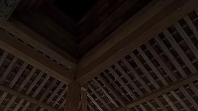 Traditional building of Indonesia house with java culture. Vintage house building with wooden structure.