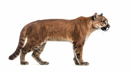 Obraz premium Cougar Profile Against White Background