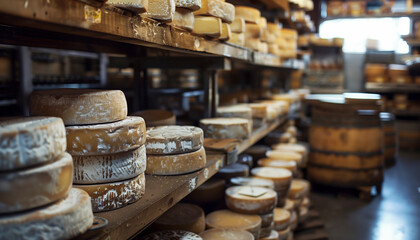 Entreposage de fromages rustiques dans une fromagerie