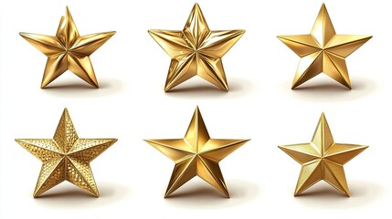 Obraz premium Six golden stars, various textures and 3D effects