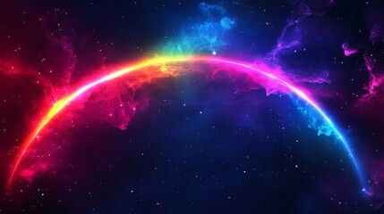Obraz premium Vibrant Rainbow Arc in a Cosmic Nebula