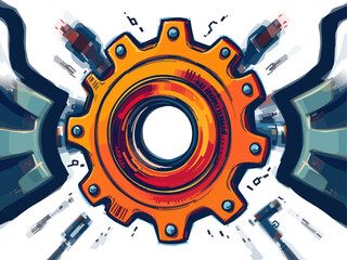 Fototapeta premium a white background with an orange and blue design on it 