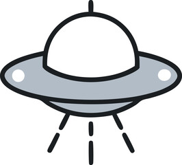 Ufo icon. Flying saucer. Black silhouette. Side view. Vector simple flat graphic illustration. The isolated object on a white background. Isolate.