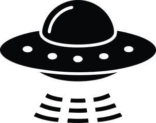 Ufo icon. Flying saucer. Black silhouette. Side view. Vector simple flat graphic illustration. The isolated object on a white background. Isolate.