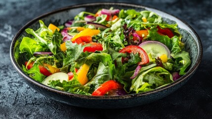 Colorful Fresh Vegetable Salad in a Bowl