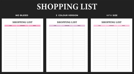 shopping list, wedding, intoner