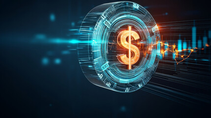 Fototapeta premium Digital dollar symbol with financial data visualization. IRA Individual Retirement Account