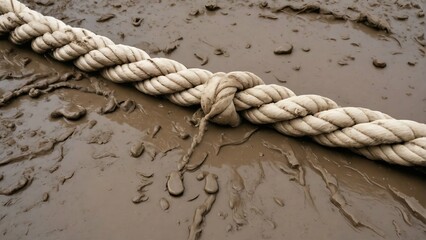 rope on a muddy surface 