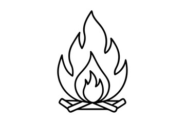Campfire Flame Line Art Vector Illustration