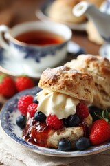 Delicious Cream Tea with Fresh Berries and Scones – Cream Tea Day