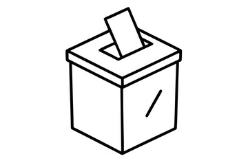 Election Ballot Box Line Art Vector Illustration
