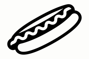 Hotdog With Mustard Silhouette Vector Illustration