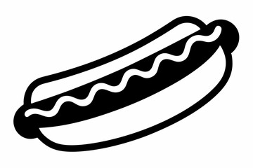 Hotdog With Mustard Silhouette Vector Illustration