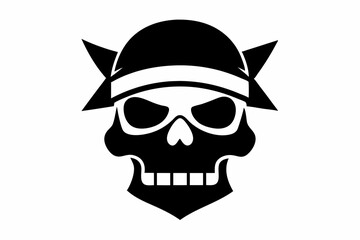 Skull With Flag Bandana Silhouette Vector Illustration