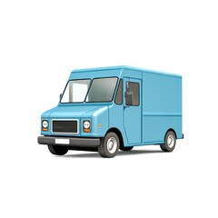 Light blue delivery truck isolated on white background