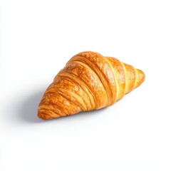 Golden croissant isolated on white background