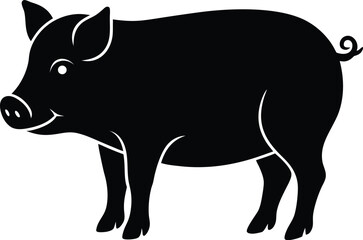Fototapeta premium vector illustration of a black pig