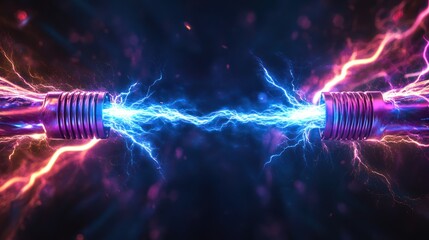 Energy transfer, electric arc, dark background, sparks, power