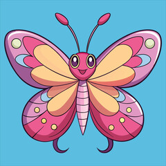 Pink butterfly vector art illustration.