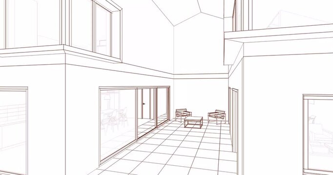 residential interior sketch 3d rendering	